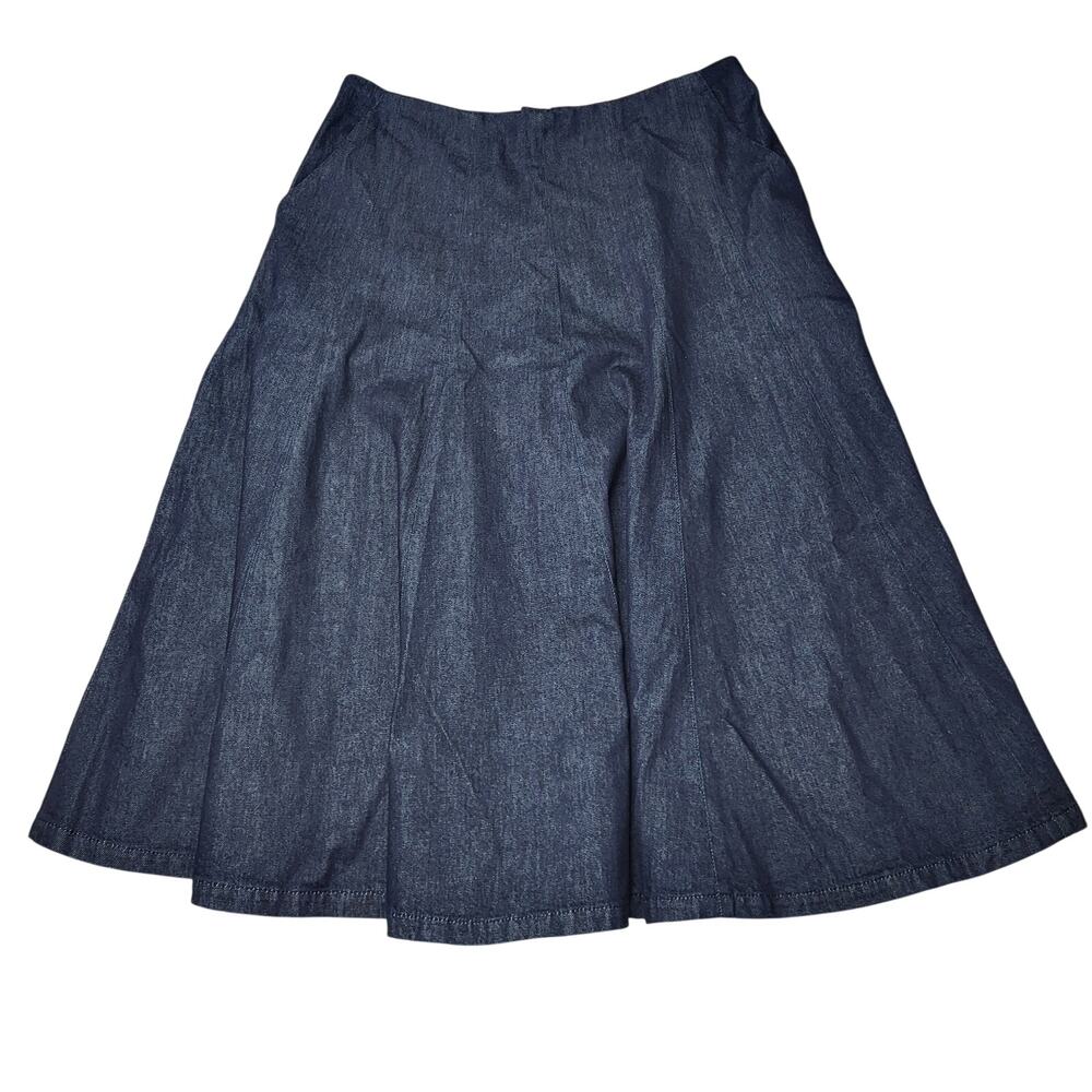 Madewell Flared Denim Midi Jean Circle Skirt Dark Rinse Wash Drapey Cotton 30 - Picture 3 of 8